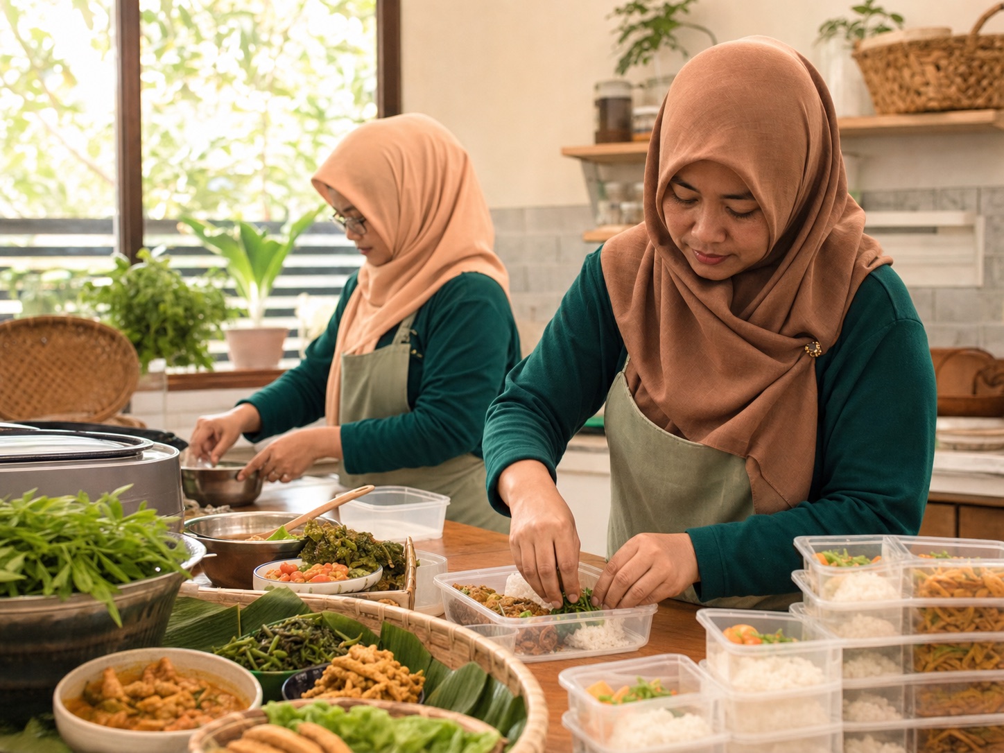 Tim Tsurayya Kitchen menyiapkan makanan dan nasi kotak